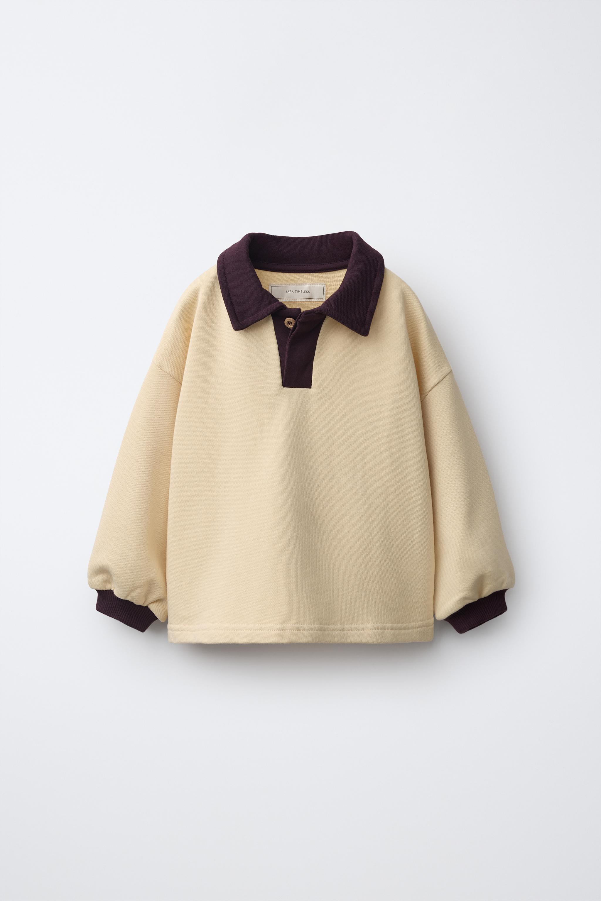 ZARA TIMELESS - CONTRAST POLO COLLAR SWEATSHIRT